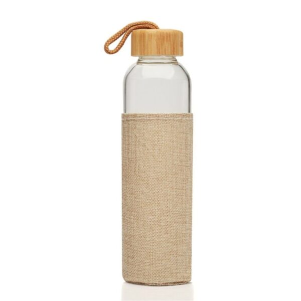 Botella Vidrio con tapa de bambú